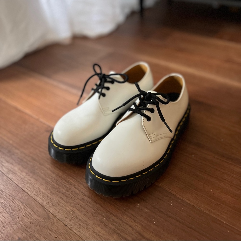 Dr. Martens White Oxfords Platform